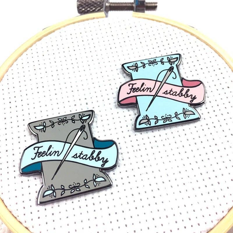 Hard Enamel Feeling Stabby Exclusive Magnetic Needle Minder - Pink and Blue ONLY