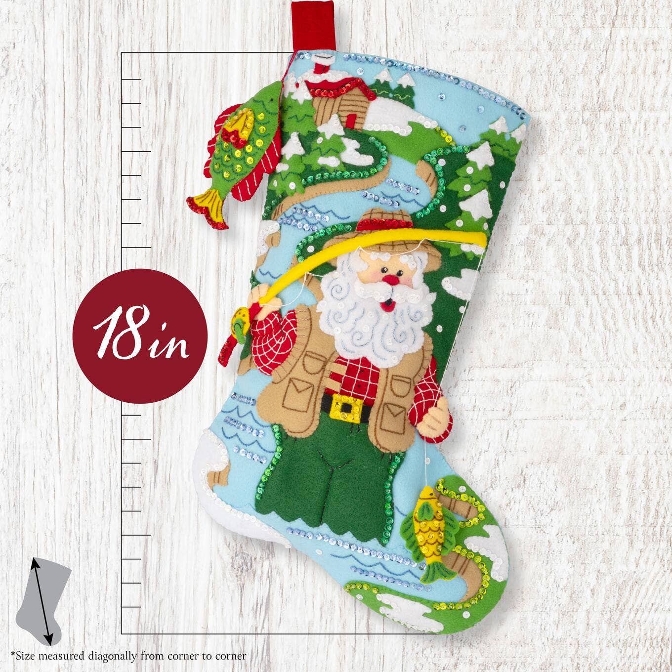 Bucilla ® Seasonal Felt Christmas Stocking Kit - Fly Fishing Santa