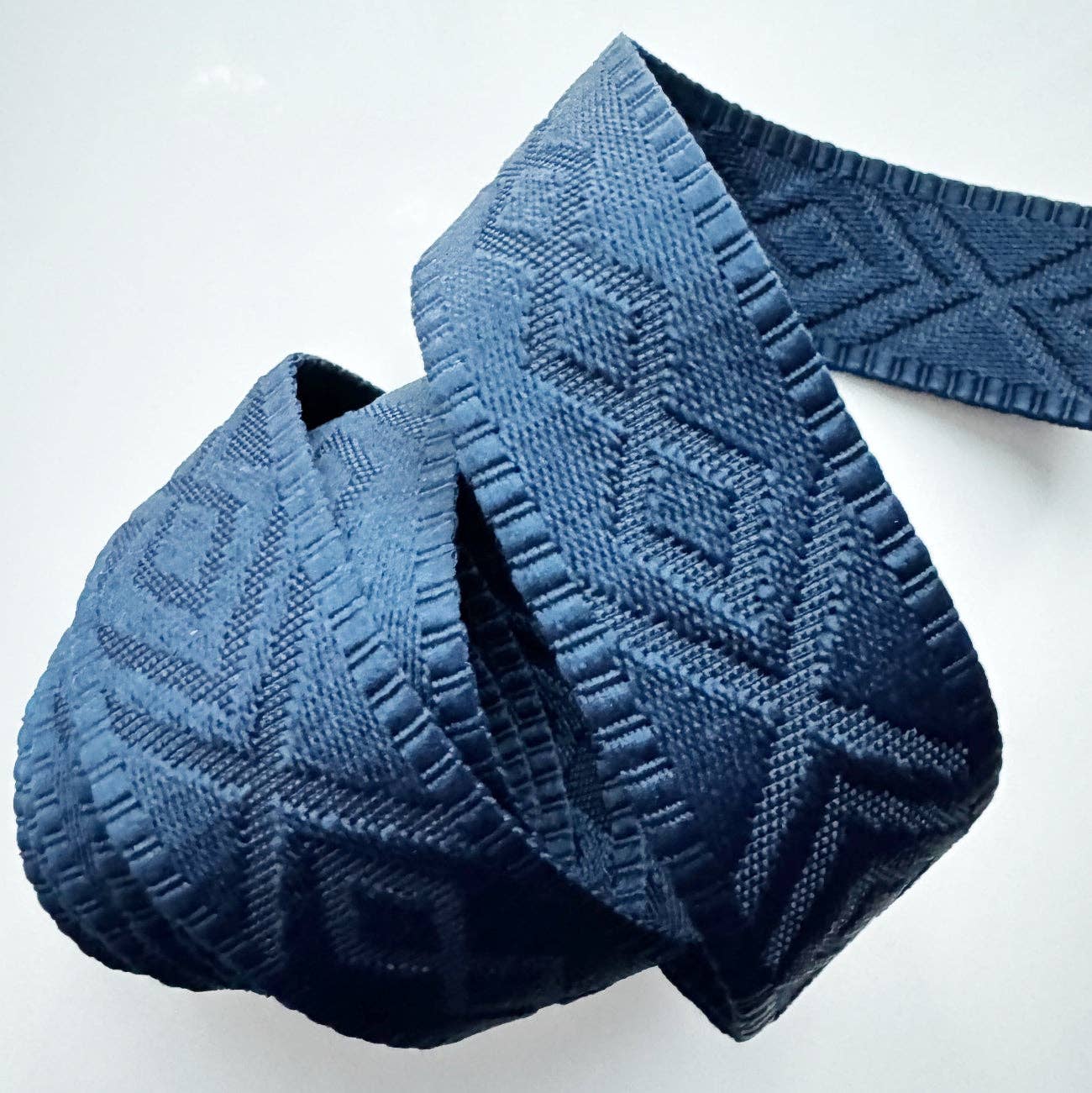 Sew Hungry Hippie - Navy Blue Jacquard Webbing 1.5" Premium Woven Strap - By the Yard
