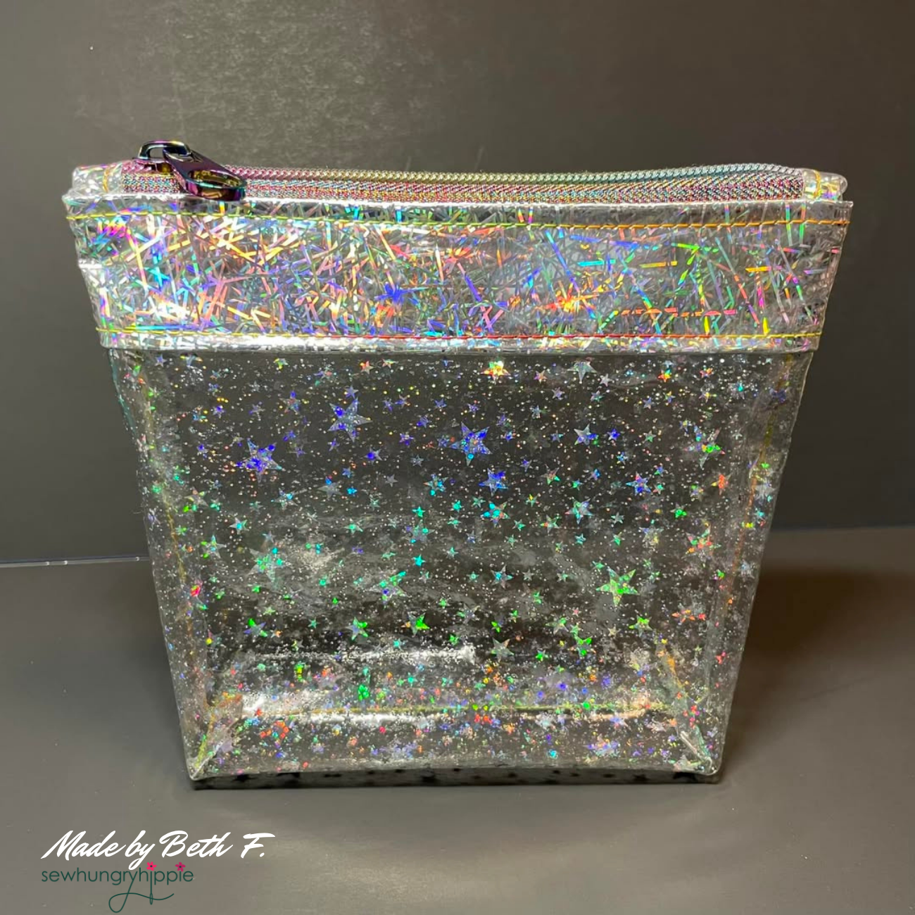 Sew Hungry Hippie - Clear Glitter Stars Vinyl - 18" x 56"