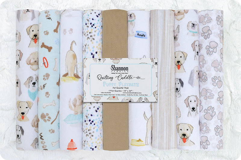 Shannon Fabrics Minky - Quilting Cuddle Fat Quarter Bundle - Puppy Playdate