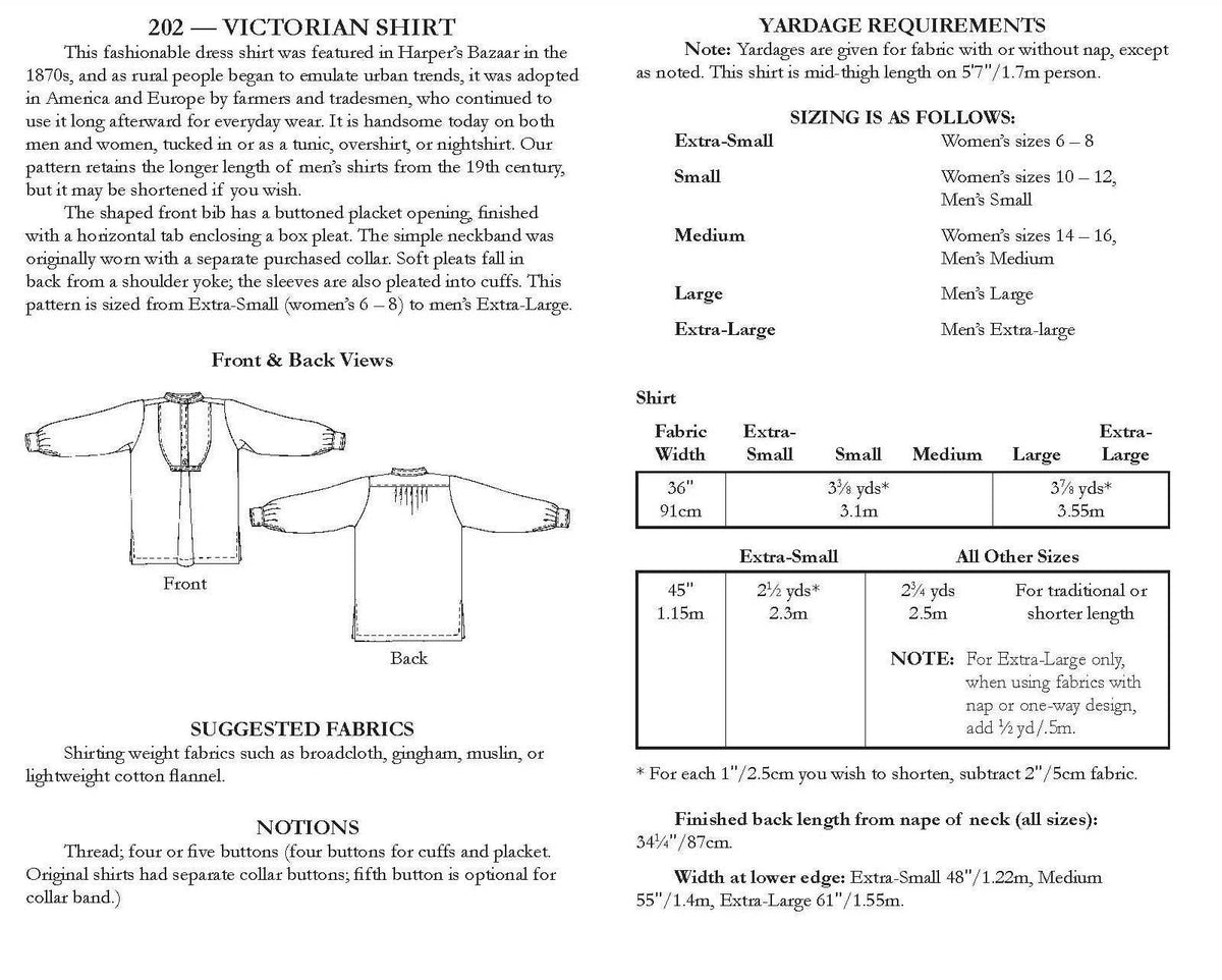 Victorian Shirt Sewing Pattern By Folkwear