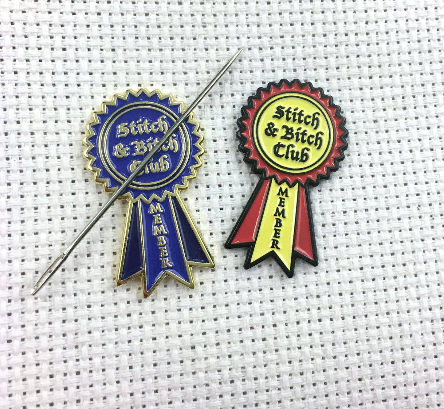 Snarky Crafter Stitch and Bitch Club Member Blue Ribbon Needle Minder - 1 Needle Minder