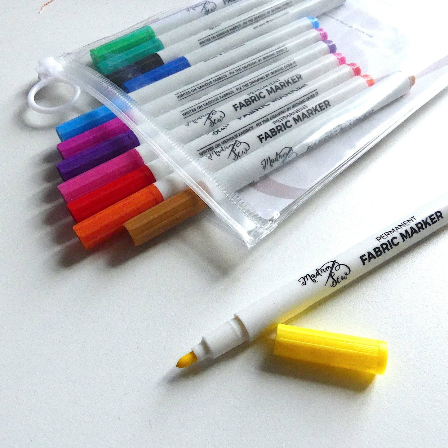 Madam Sew - Permanent Fabric Markers - 12 Colors In 1 Set