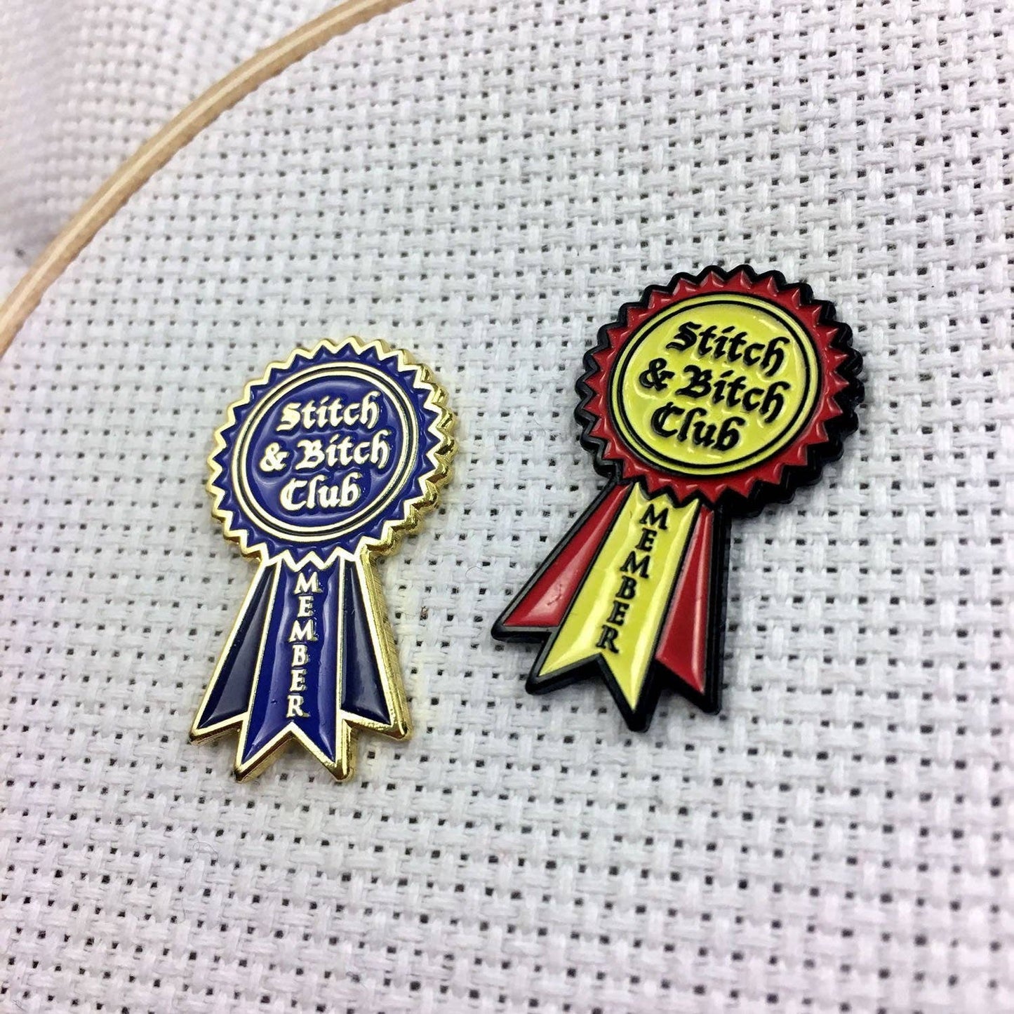 Snarky Crafter Stitch and Bitch Club Member Blue Ribbon Needle Minder - 1 Needle Minder