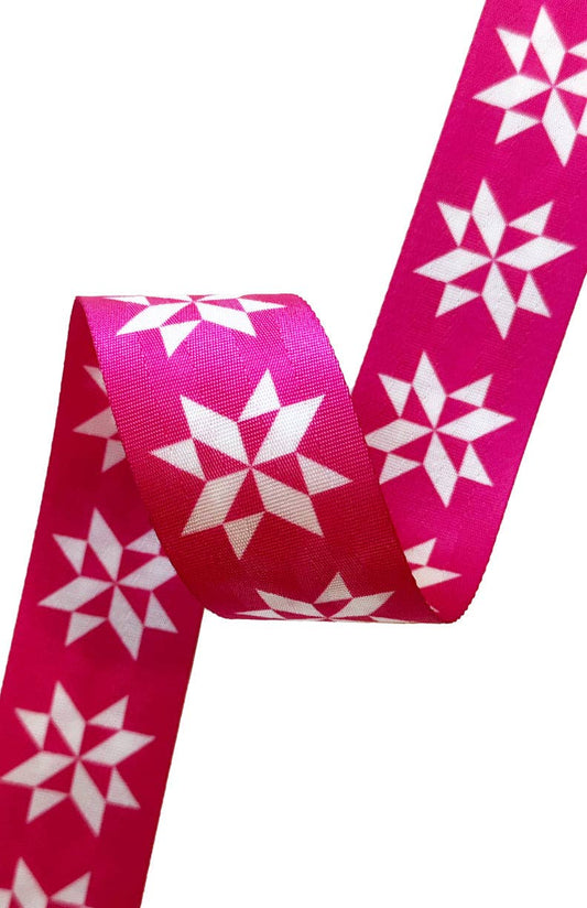Sassafras Lane - Pink Sawtooth Stars - 2in Handle Webbing - Per Yard