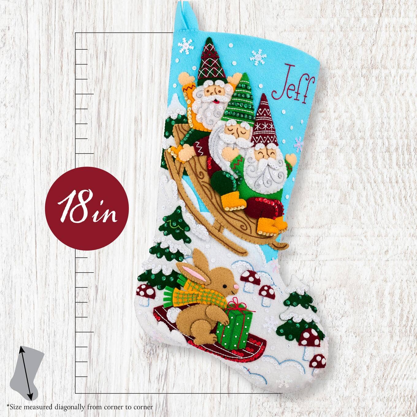 Bucilla® Seasonal Felt Christmas Stocking Kit - Gnomes on the Go