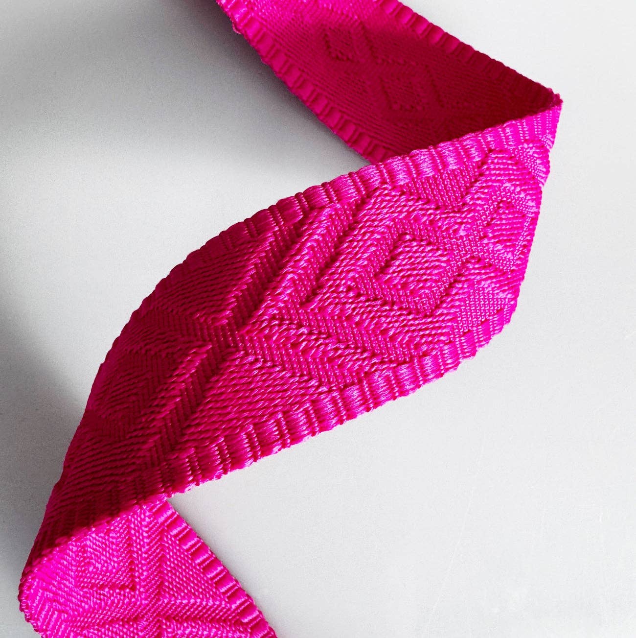 Sew Hungry Hippie Fuchsia Pink Jacquard Webbing 1.5" Woven Strap - By the Yard