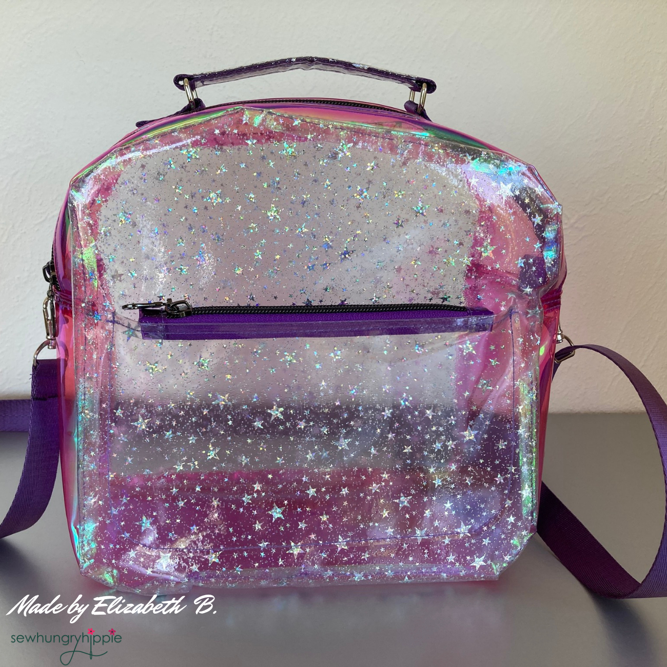 Sew Hungry Hippie - Clear Glitter Stars Vinyl - 18" x 56"