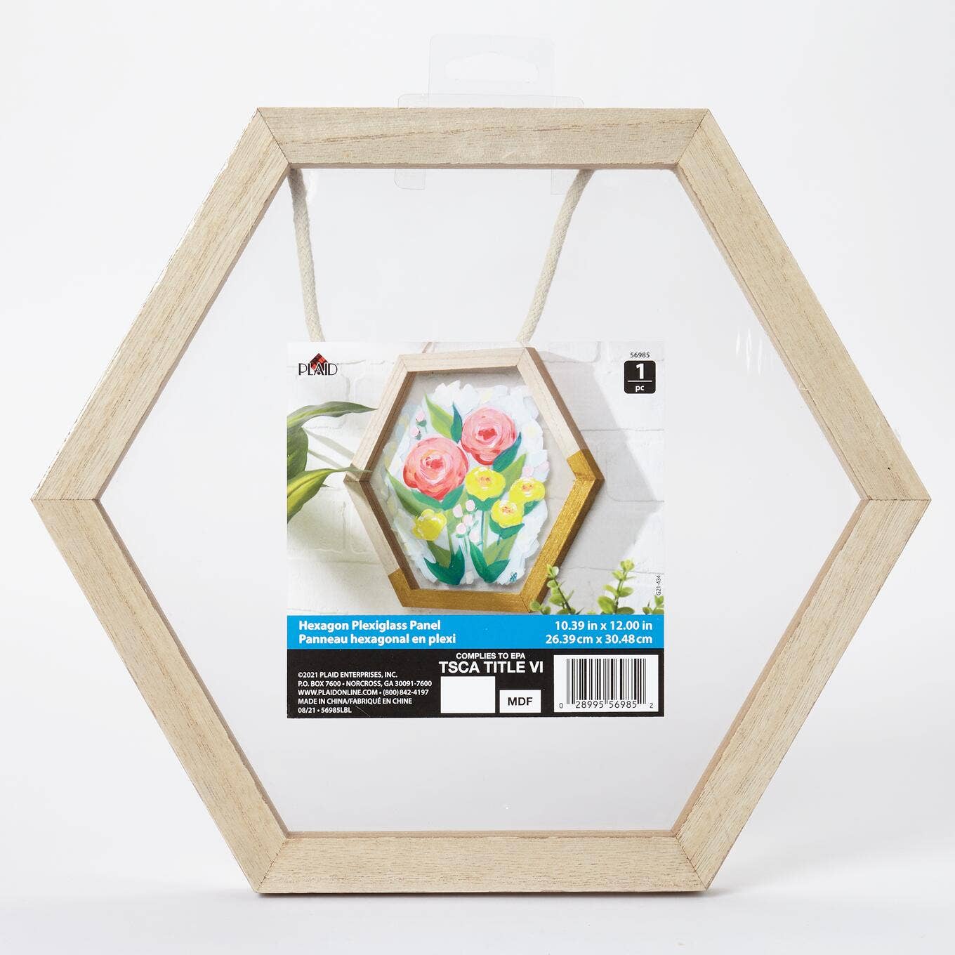 Hexagon Wood Surface Frame with Plexiglass