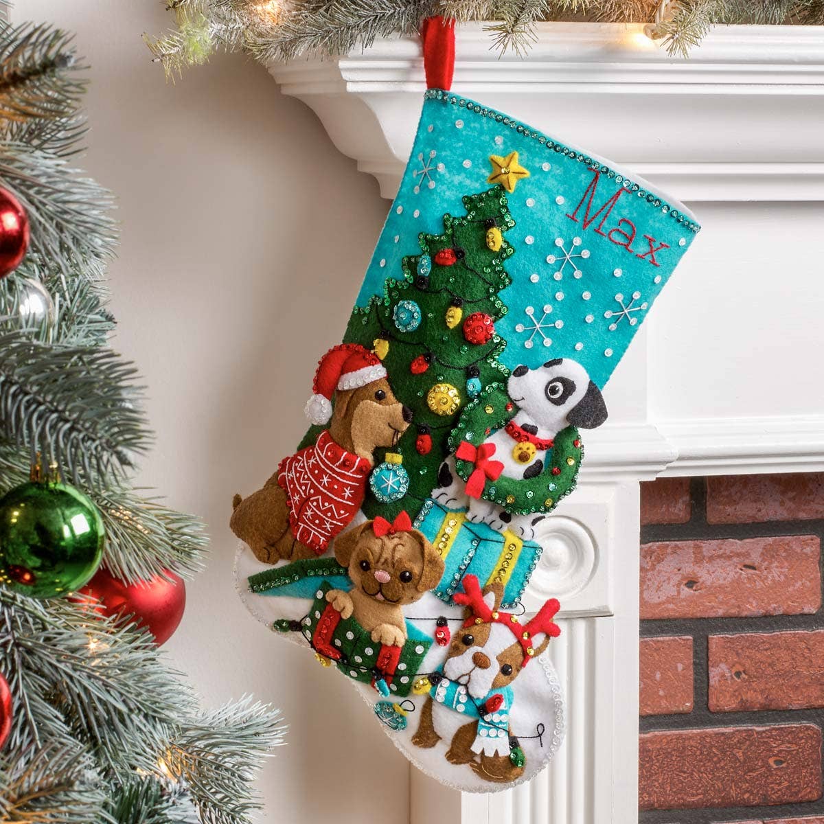 Bucilla ® Seasonal Felt Christmas Stocking Kit - Christmas Dogs