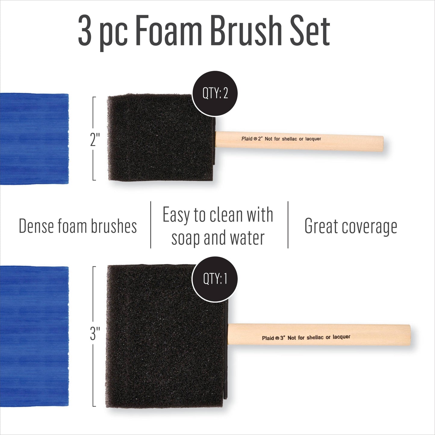 Plaid Brush Sets - Foam Brush Set of 3