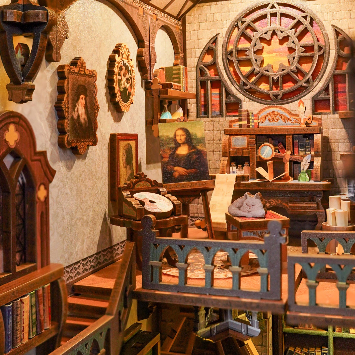 Hands Craft DIY Book Nook Kit: Leonardo da Vinci w/ Dust Cover