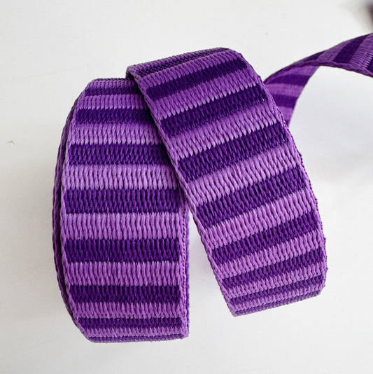 Sew Hungry Hippie Purple and Purple Jacquard Woven Stripes Webbing – 1" Wide - By the Yard