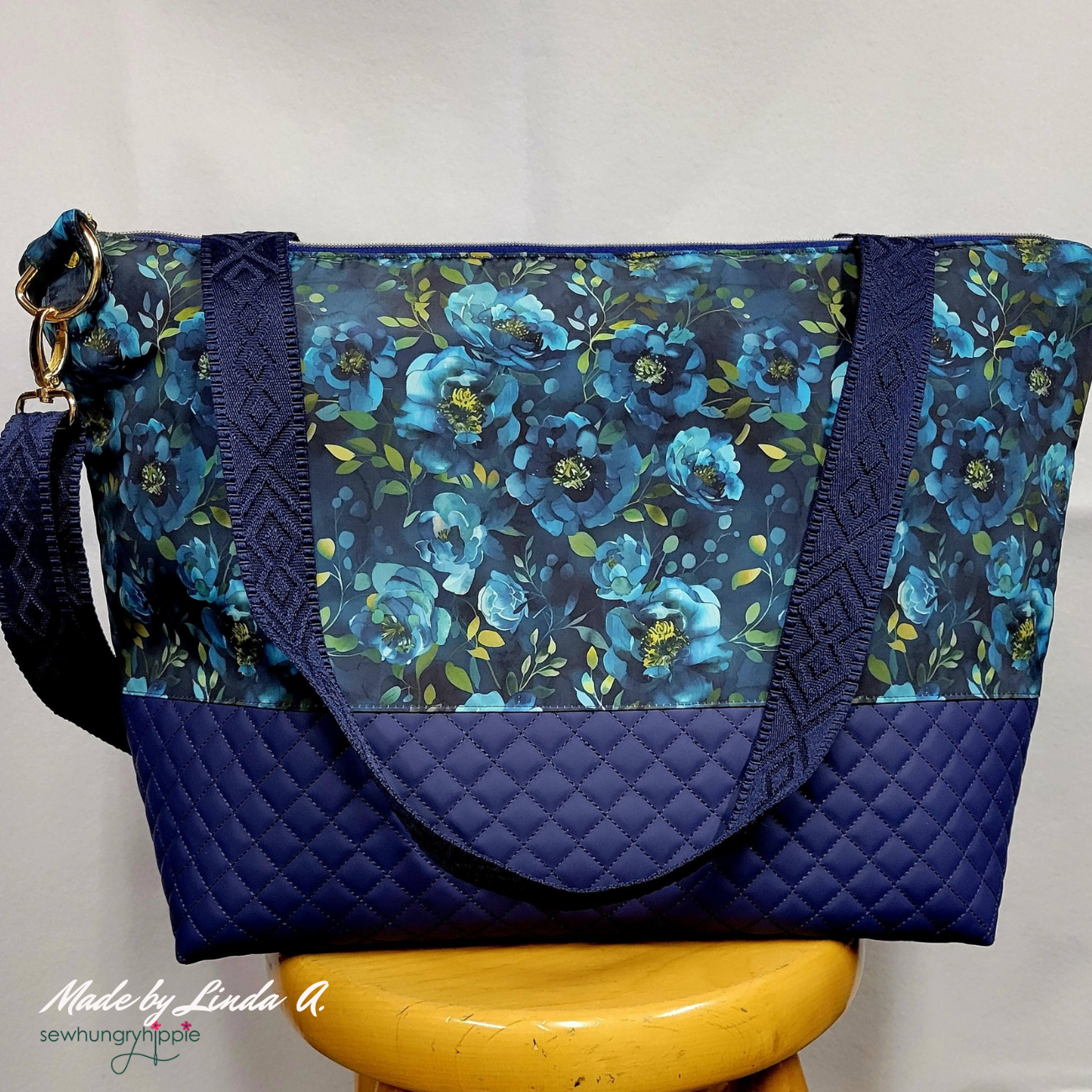 Sew Hungry Hippie - Navy Blue Jacquard Webbing 1.5" Premium Woven Strap - By the Yard