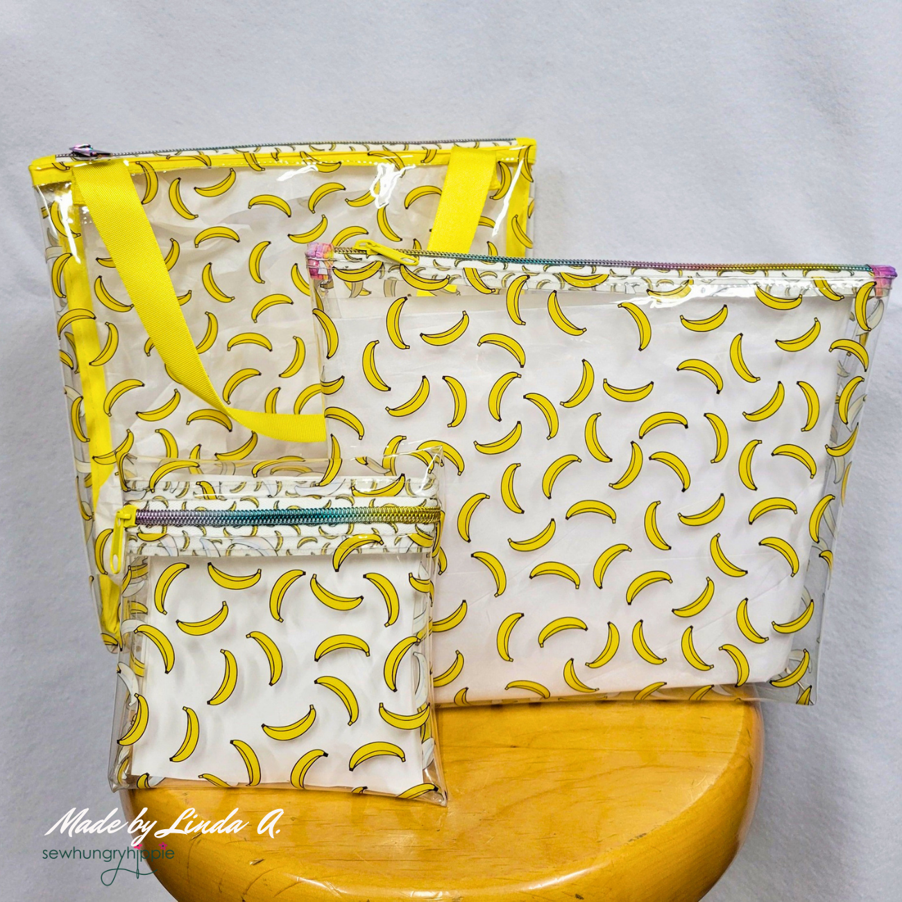 Sew Hungry Hippie Banana Print Clear TPU Vinyl for Bag Making - 12" x 52" Roll