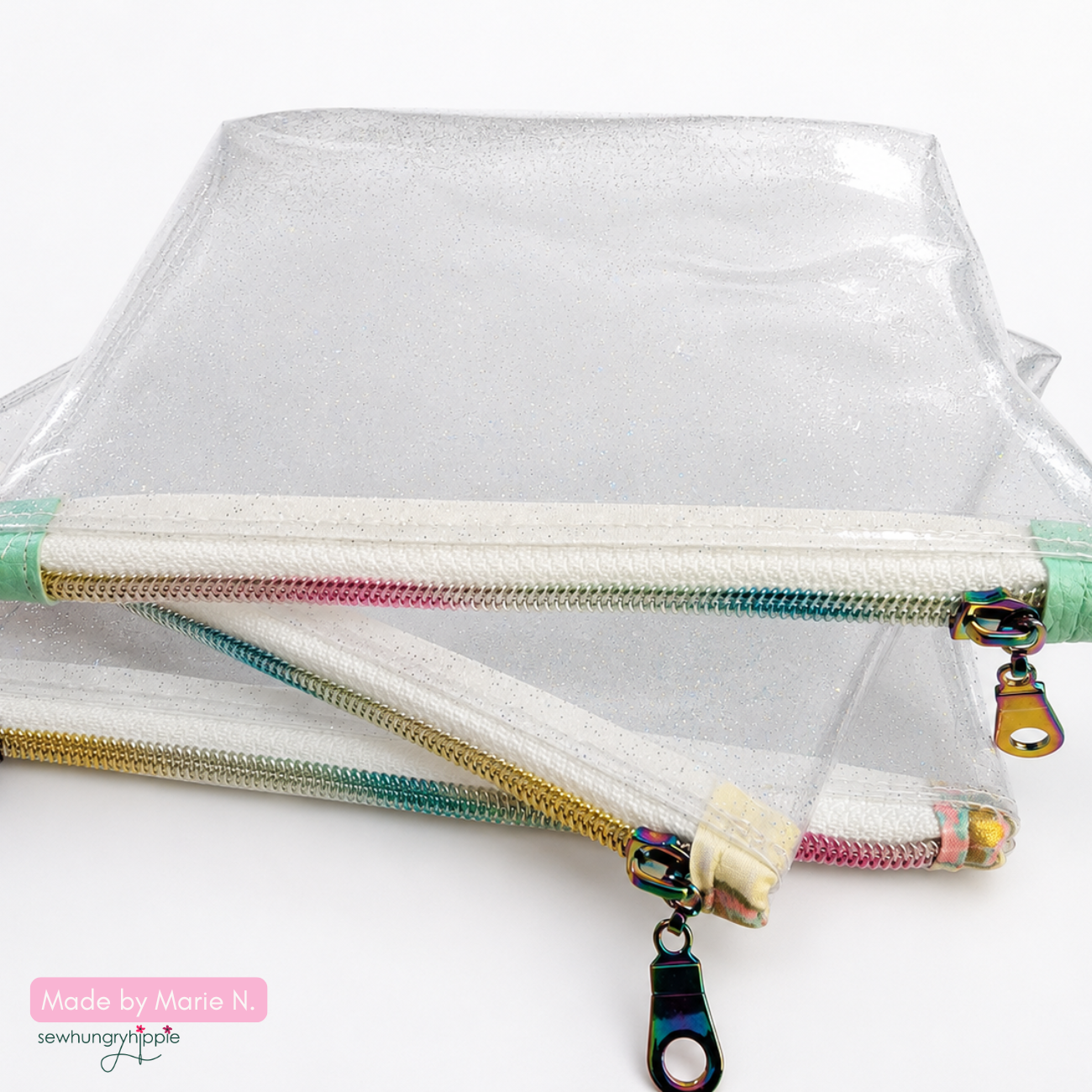 Sew Hungry Hippie - Clear Glitter Vinyl - TPU See-Through Vinyl for Bag Making