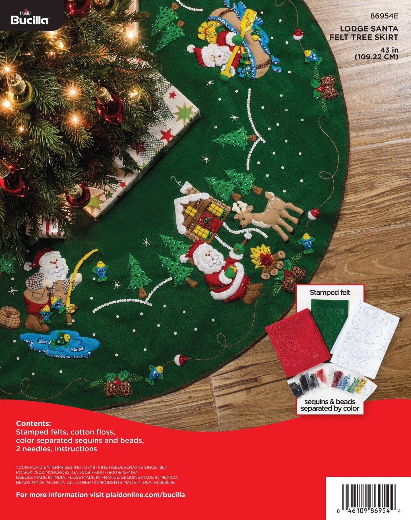 Bucilla ® Seasonal Felt Christmas Tree Skirt Kit - Lodge Santa