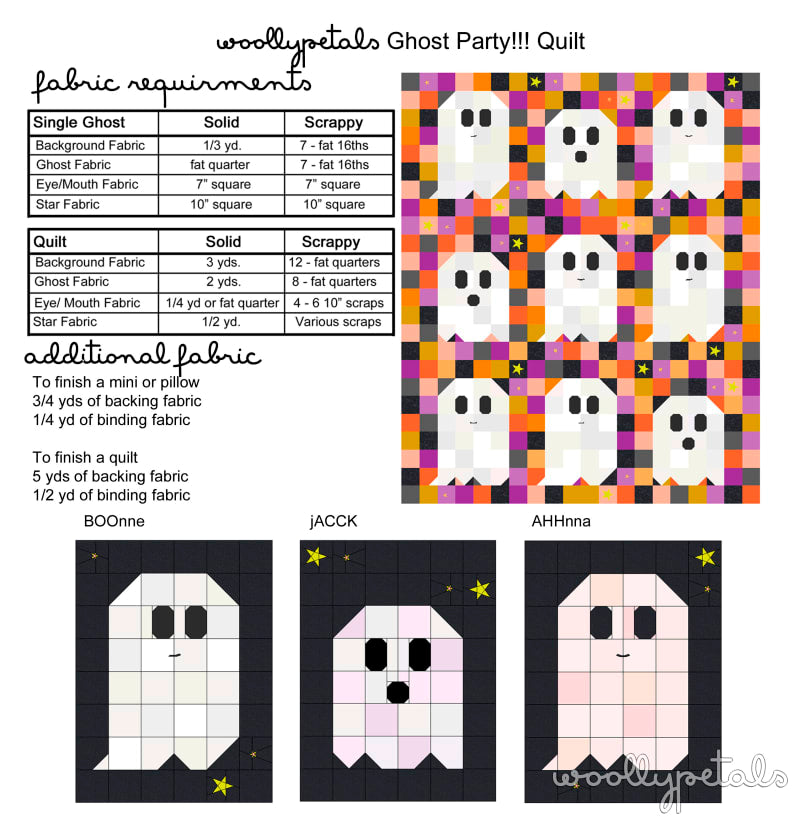 Ghost Party Quilt Pattern By Woolly Petals