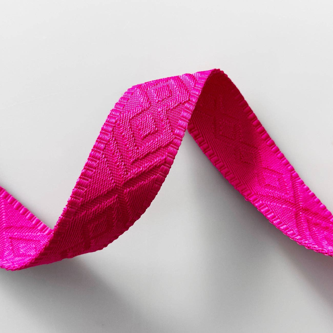 Sew Hungry Hippie Fuchsia Pink Jacquard Webbing 1.5" Woven Strap - By the Yard