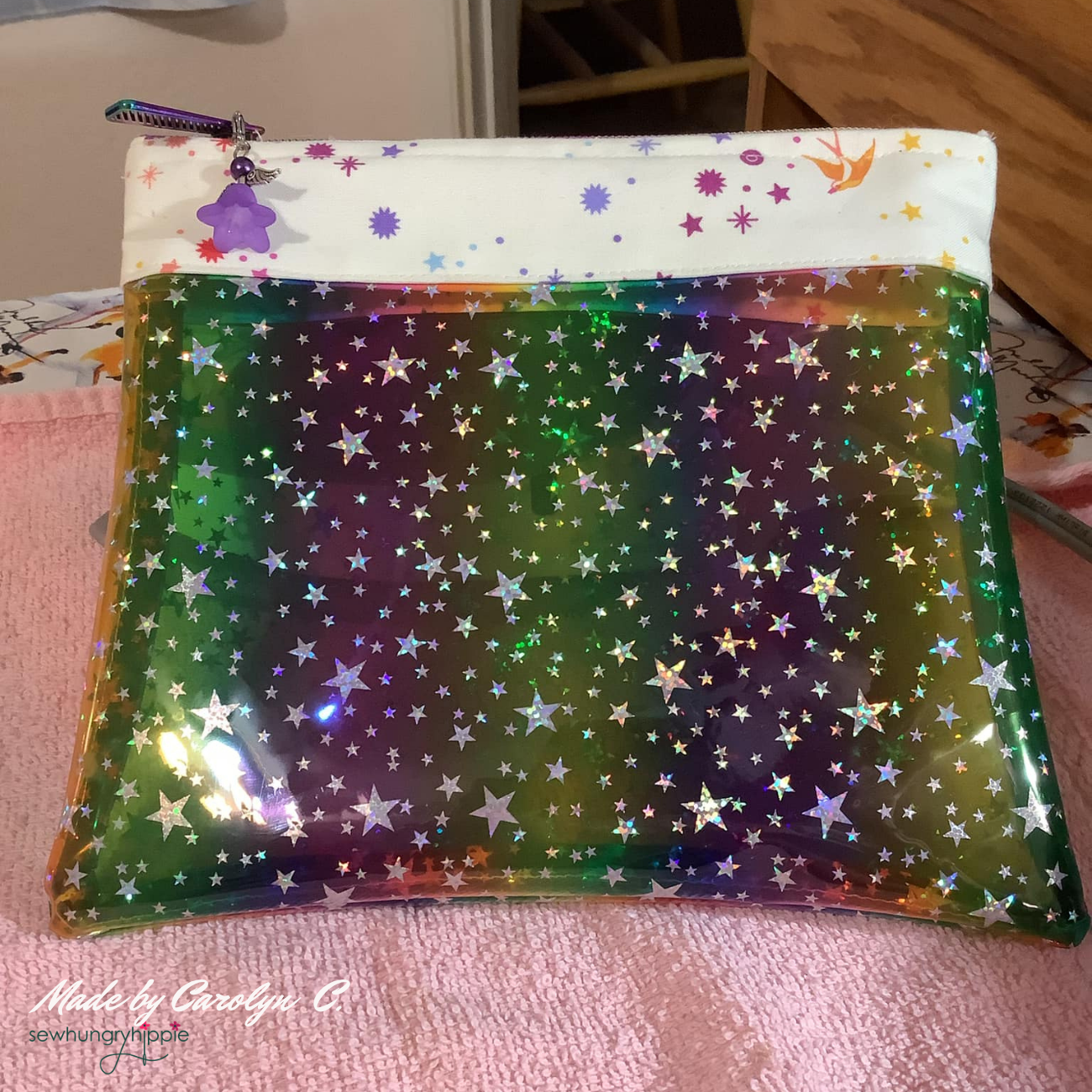 Sew Hungry Hippie - Rainbow Glittery Stars TPU Vinyl Fabric - 18" x 54" Precut