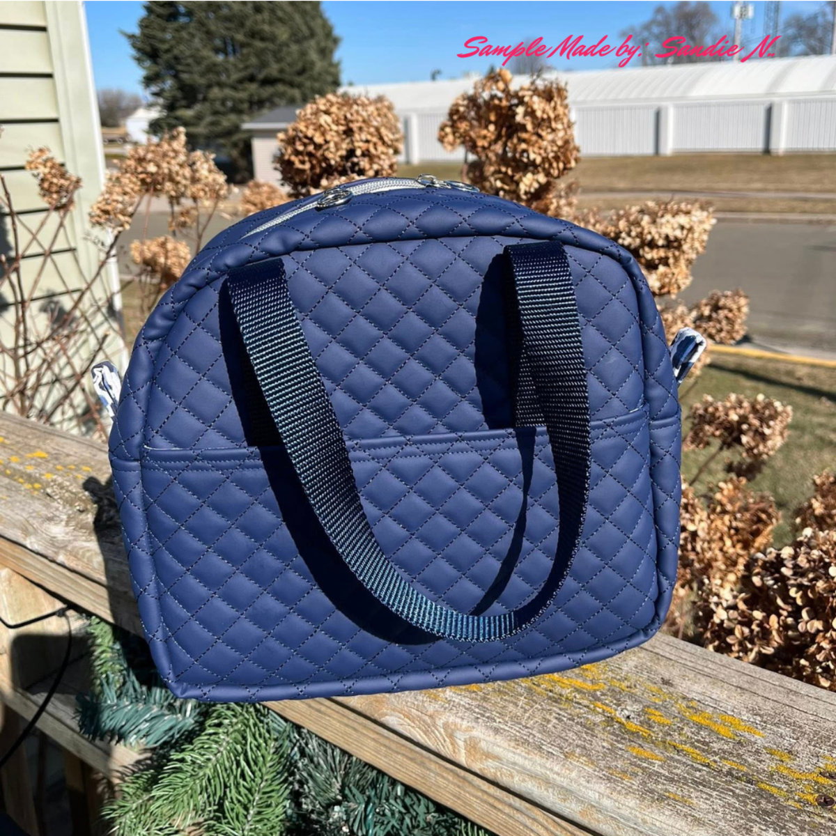 Sew Hungry Hippie - Navy Blue Quilted Vinyl Fabric for Bag Making