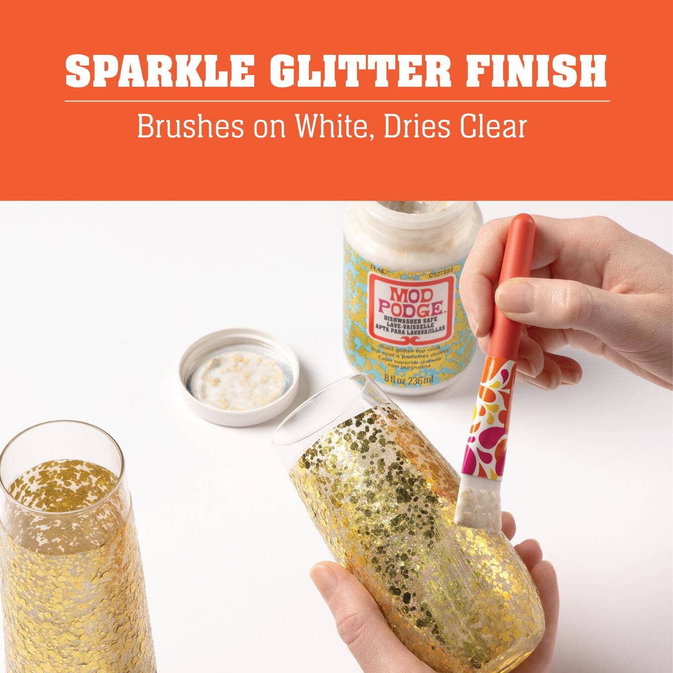 Plaid Mod Podge Dishwasher Safe Gloss/Glitter & Brush Kit
