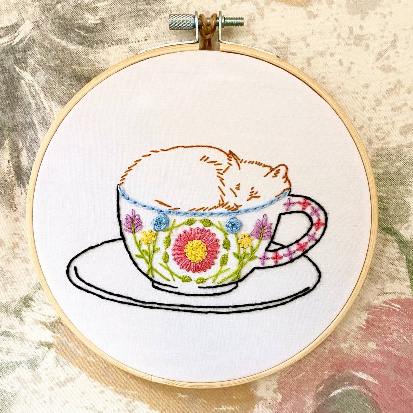 Stitches By Tiff Catpuccino Coffee Cat Embroidery Kit