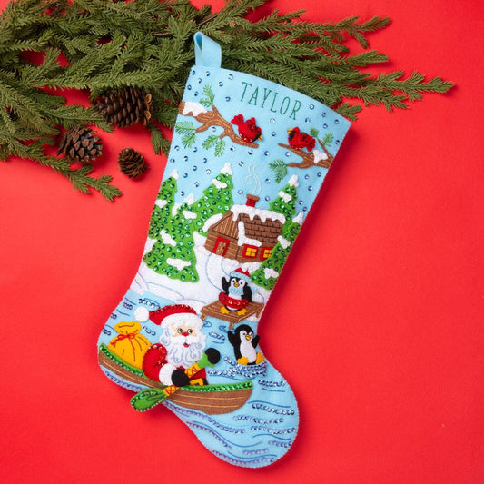 Bucilla Santa's Lakeside Delivery 18" Felt Christmas Stocking Kit