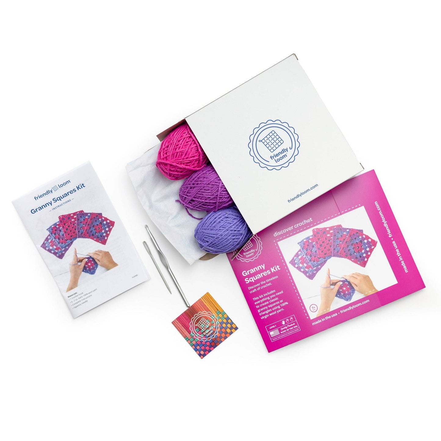 Friendly Loom - Explore Crochet: Granny Square Kit – Berry