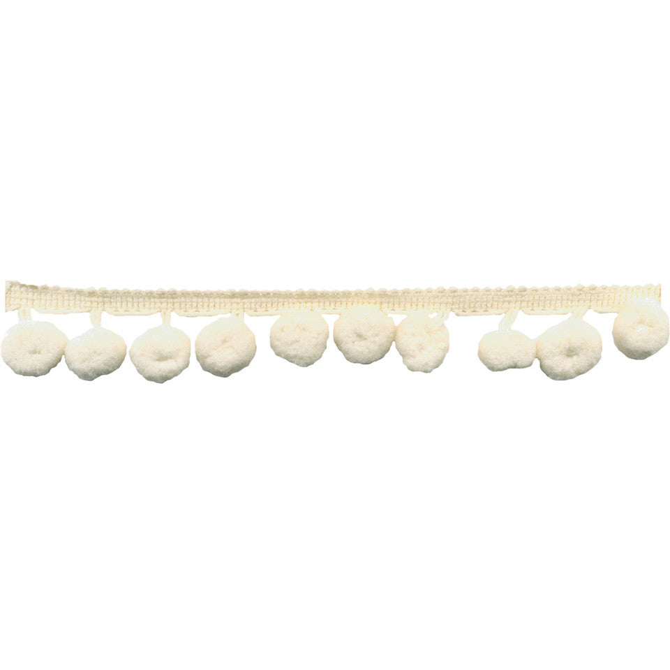 Galaxy Notions Pom Pom Fringe - Ivory - 25mm - By The Yard