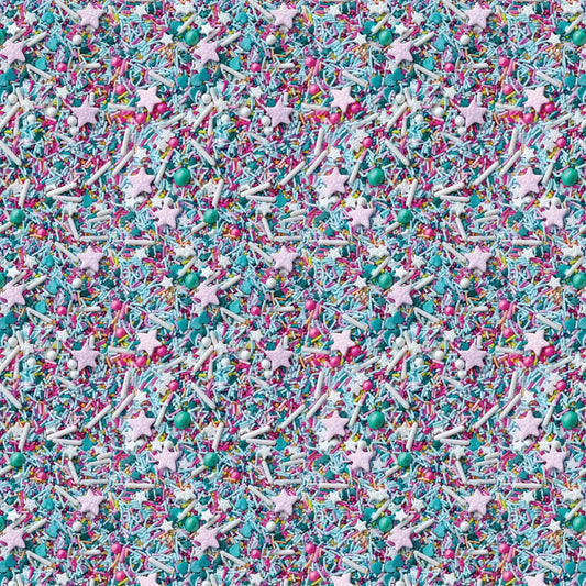 Camelot Fabrics - Confetti Fun - Dessert Food Rainbow Multicolour Stars and Pearls Sprinkles -  21250404-01