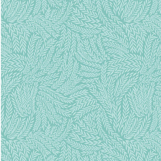 Lewis and Irene - Creative Landscapes - Leaf Print on Turquoise - A909 B