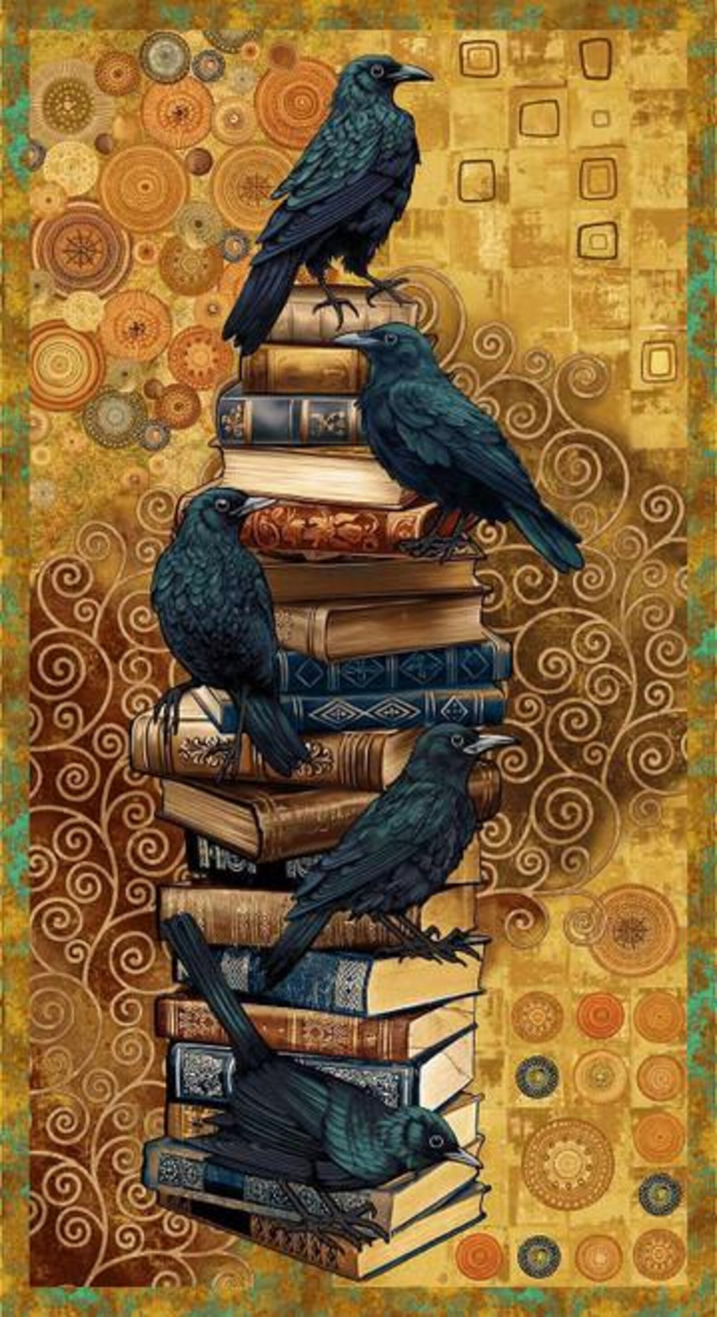 Henry Glass - Jen Mott - Crow - Mazing - Crows on Books Panel - 3448P-38