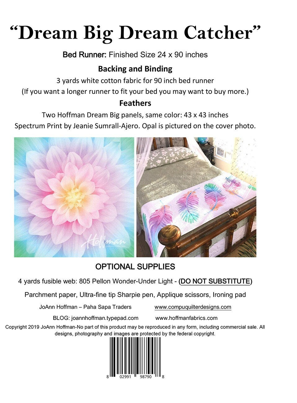 Hoffman Dream Big - Opal Dream Catcher Pattern or Kit 24in x 90in