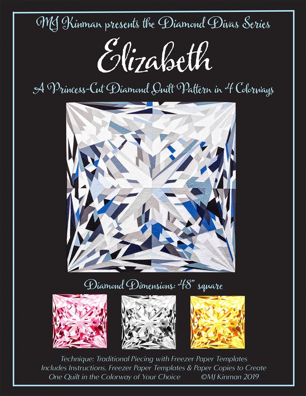 Elizabeth Princess Cut Diamond Quilt Pattern From MJ Kinman