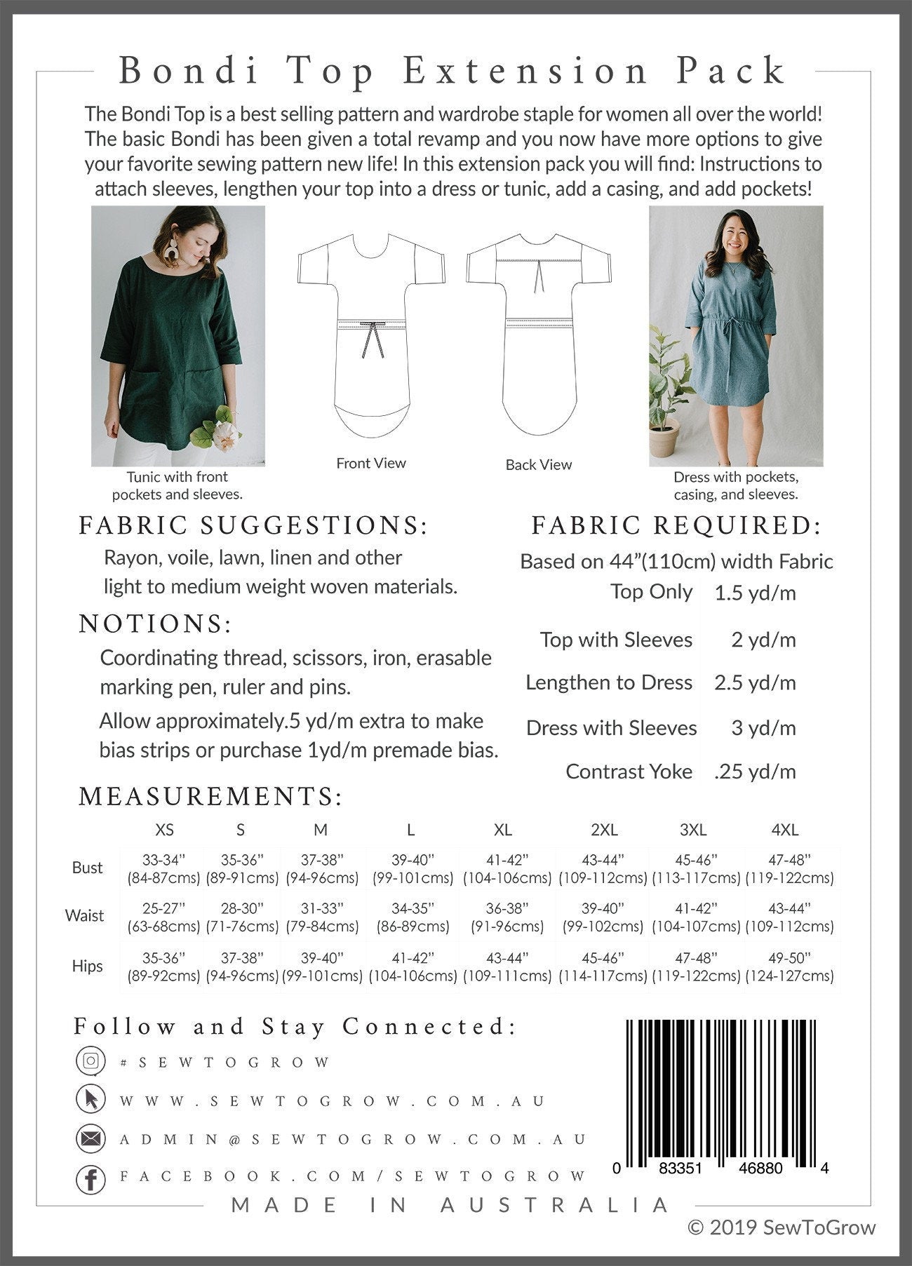 The Bondi Top Pattern/Expansion Pattern Pack - by From Sew To Grow