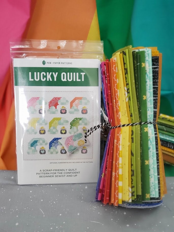 Exclusive Lucky Quilt Kit - Throw Size - Pen and Paper patterns - Rainbows, Pots of Gold, St. Patricks Day fun!