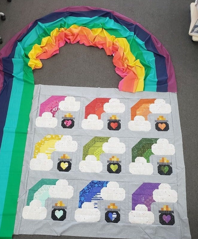 Exclusive Lucky Quilt Kit - Throw Size - Pen and Paper patterns - Rainbows, Pots of Gold, St. Patricks Day fun!