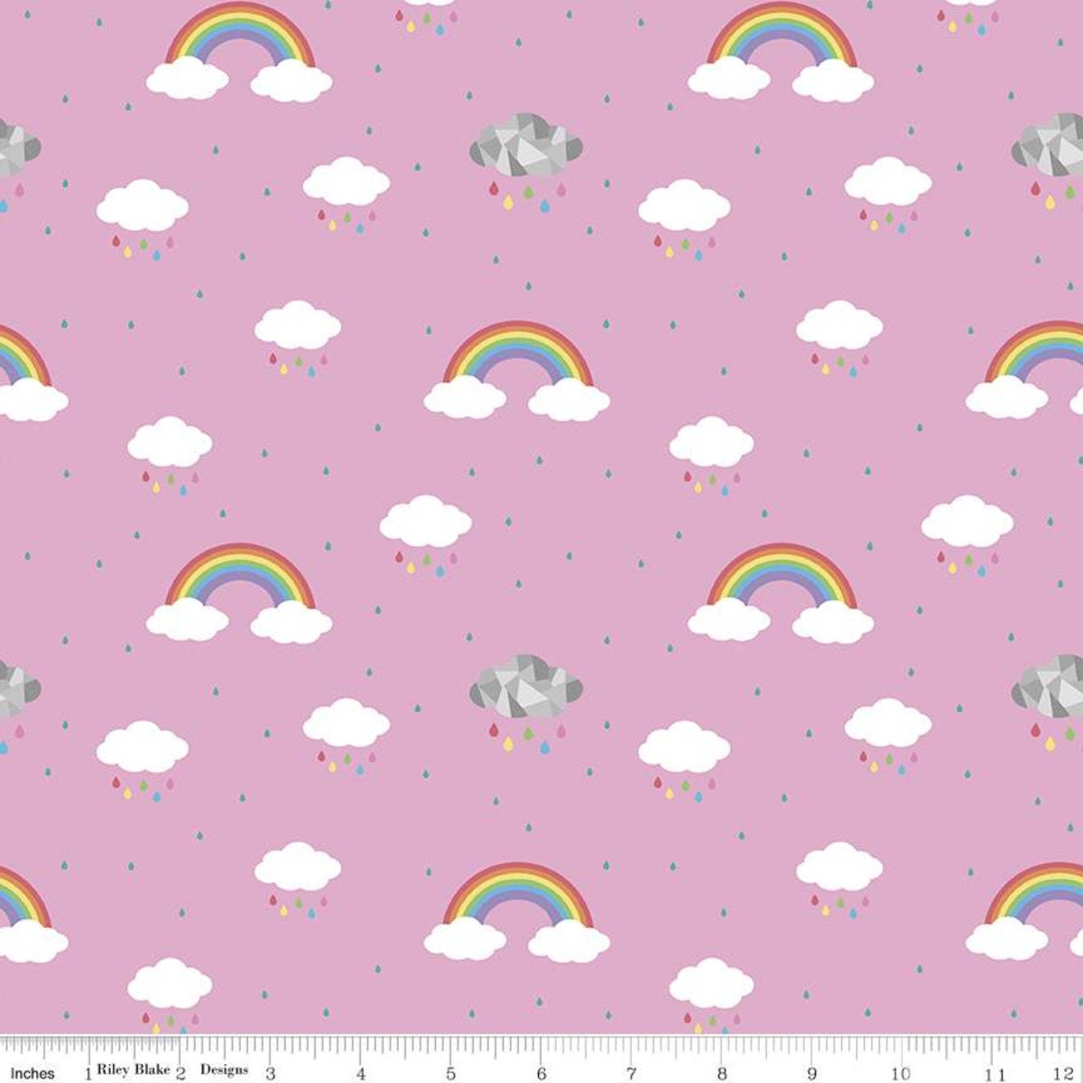Riley Blake - Quiet Play - Dream - Rainbows And Clouds - C10772-PINK