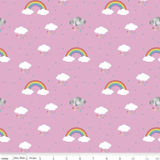 Riley Blake - Quiet Play - Dream - Rainbows And Clouds - C10772-PINK