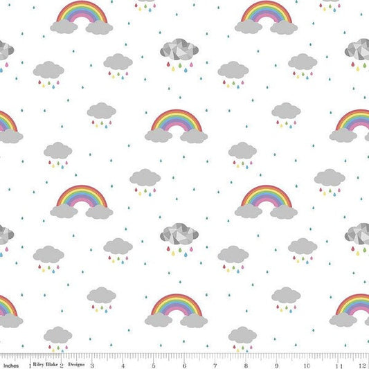 Riley Blake - Quiet Play - Dream - Rainbows And Clouds - C10772 WHITE