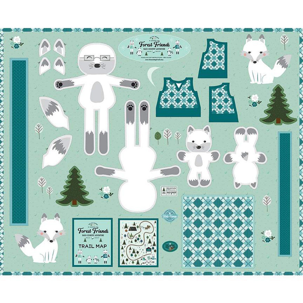 Riley Blake - Forest Friends - Forest Friends Doll Panel Todd Arctic - PD12698-Arctic