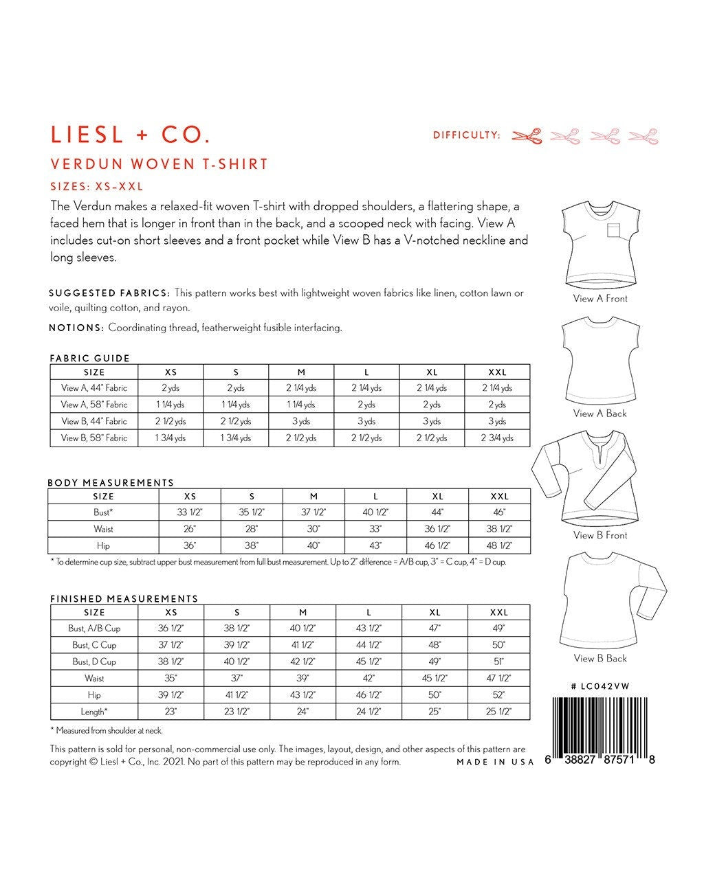 Verdun Woven T-Shirt Sewing pattern By Liesl + Co