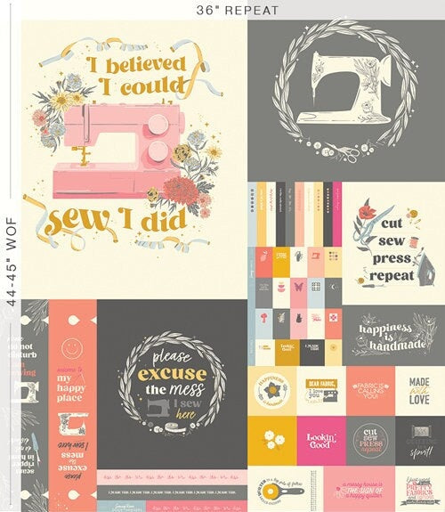 Art Gallery Fabrics -  Sew Obsessed - Happiness is Handmade PANEL- SEW-24915