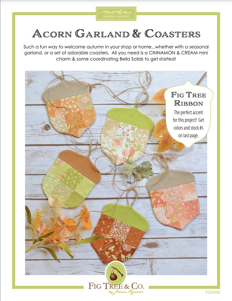Moda - Fig Tree and Co - Acorn Garland and Coasters - Pattern