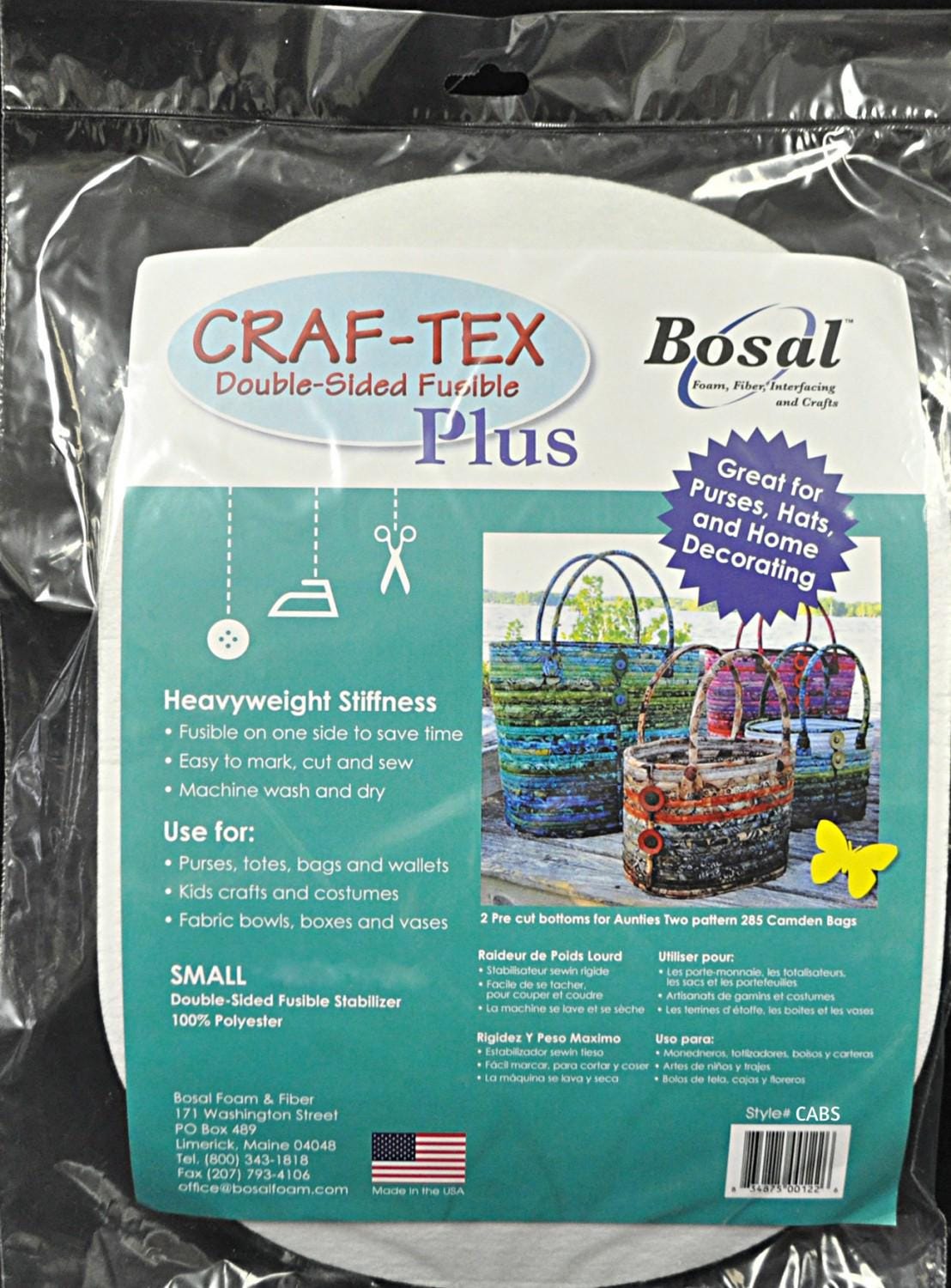 Bosal - Craf-Tex - Double-Sided Fusible Plus - Aunties Two Camden Bag Bottoms - Size Small
