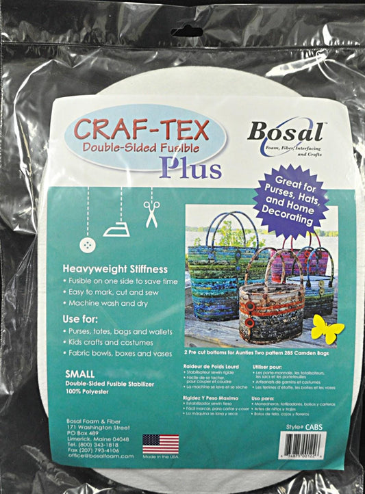 Bosal - Craf-Tex - Double-Sided Fusible Plus - Aunties Two Camden Bag Bottoms - Size Small