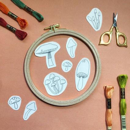 M Creative J Peel, Stick, and Stitch Embroidery Patterns - Mushrooms , Fruits , OR Veggies - Choose Option Below!
