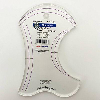 Quilters Rule Ruler 4 in 1 Continuous Line Ruler - 10” x 7”  -  1/4" Thick Acrylic